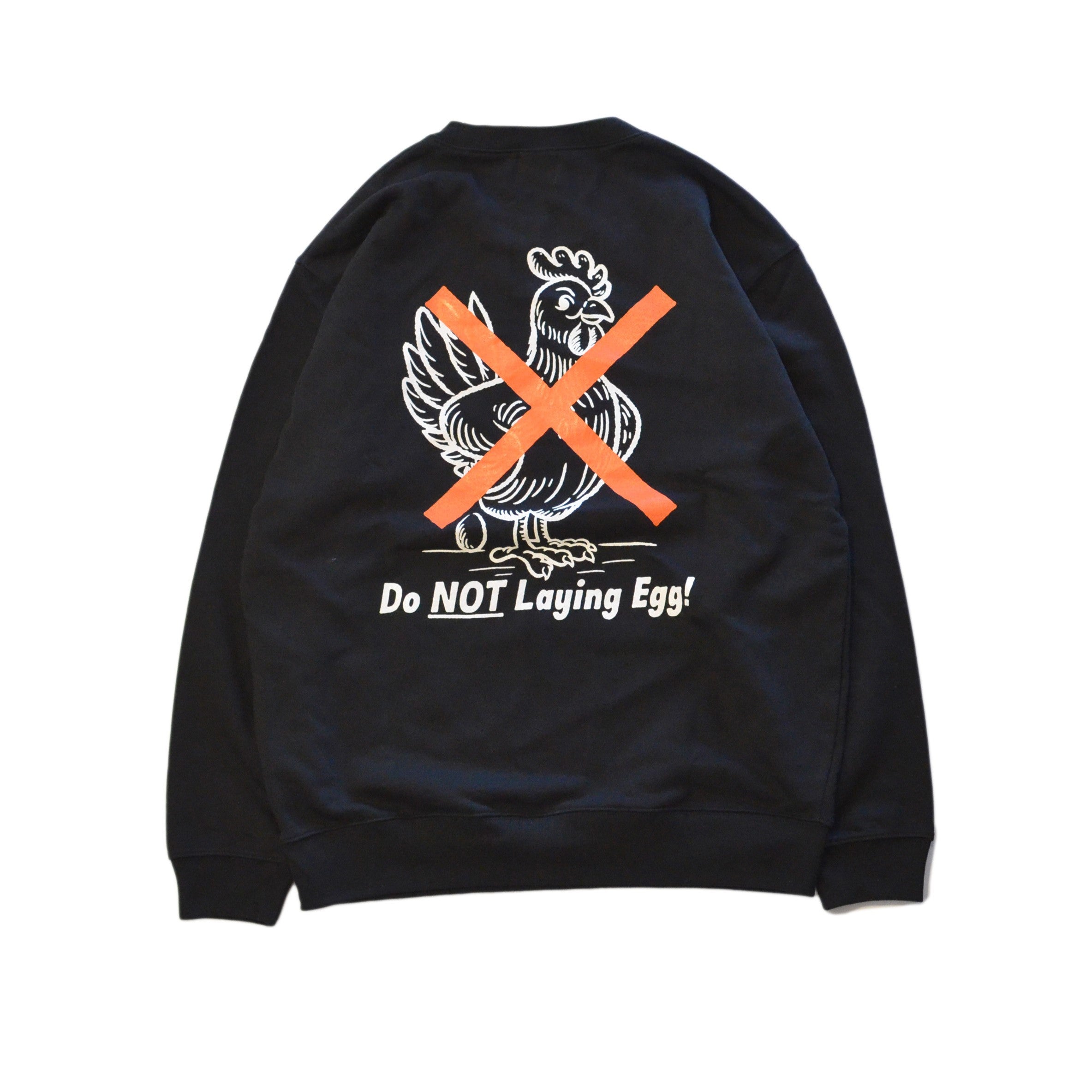 Chicken Laying egg Crew Sweat　Black