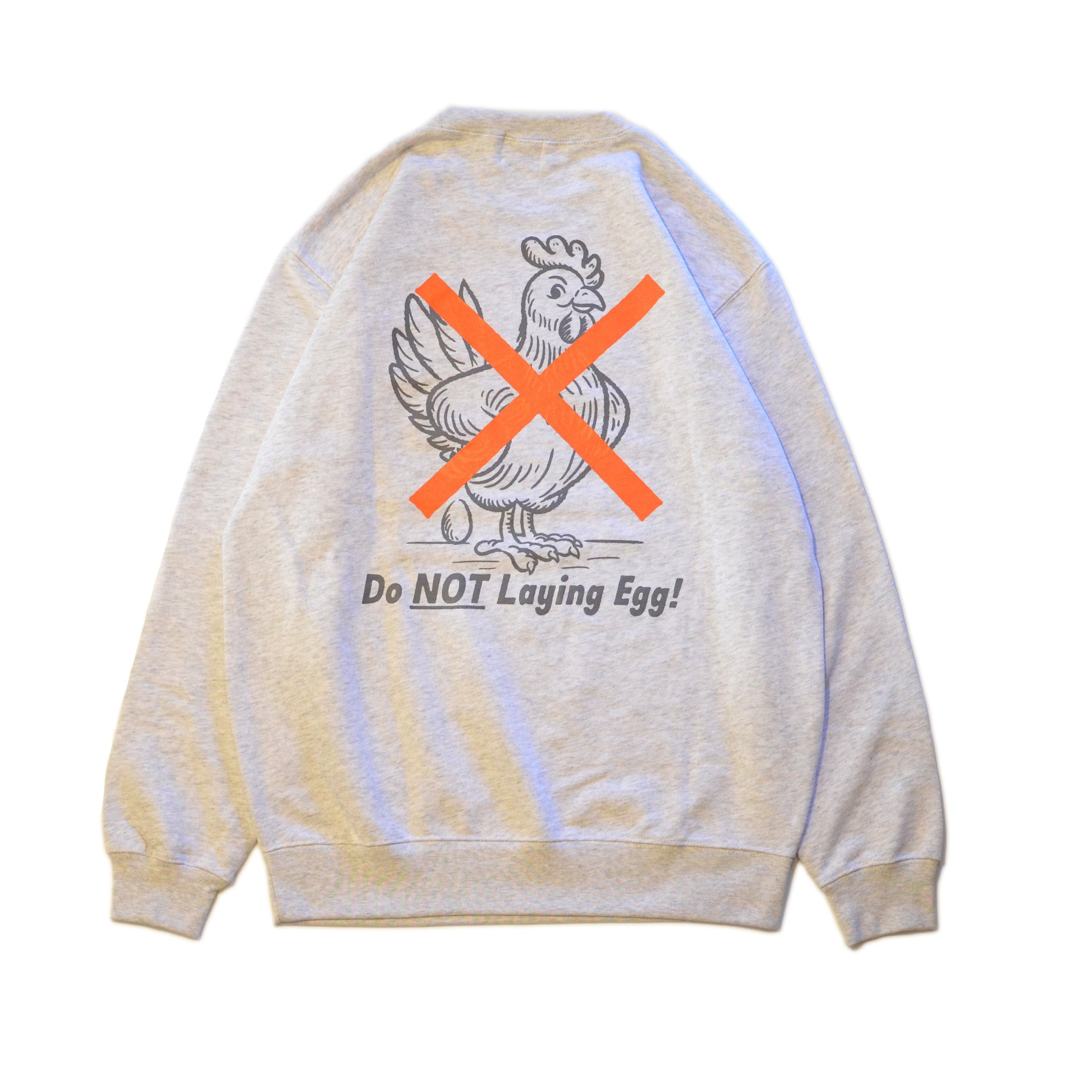 Chicken Laying egg Crew Sweat　Gray