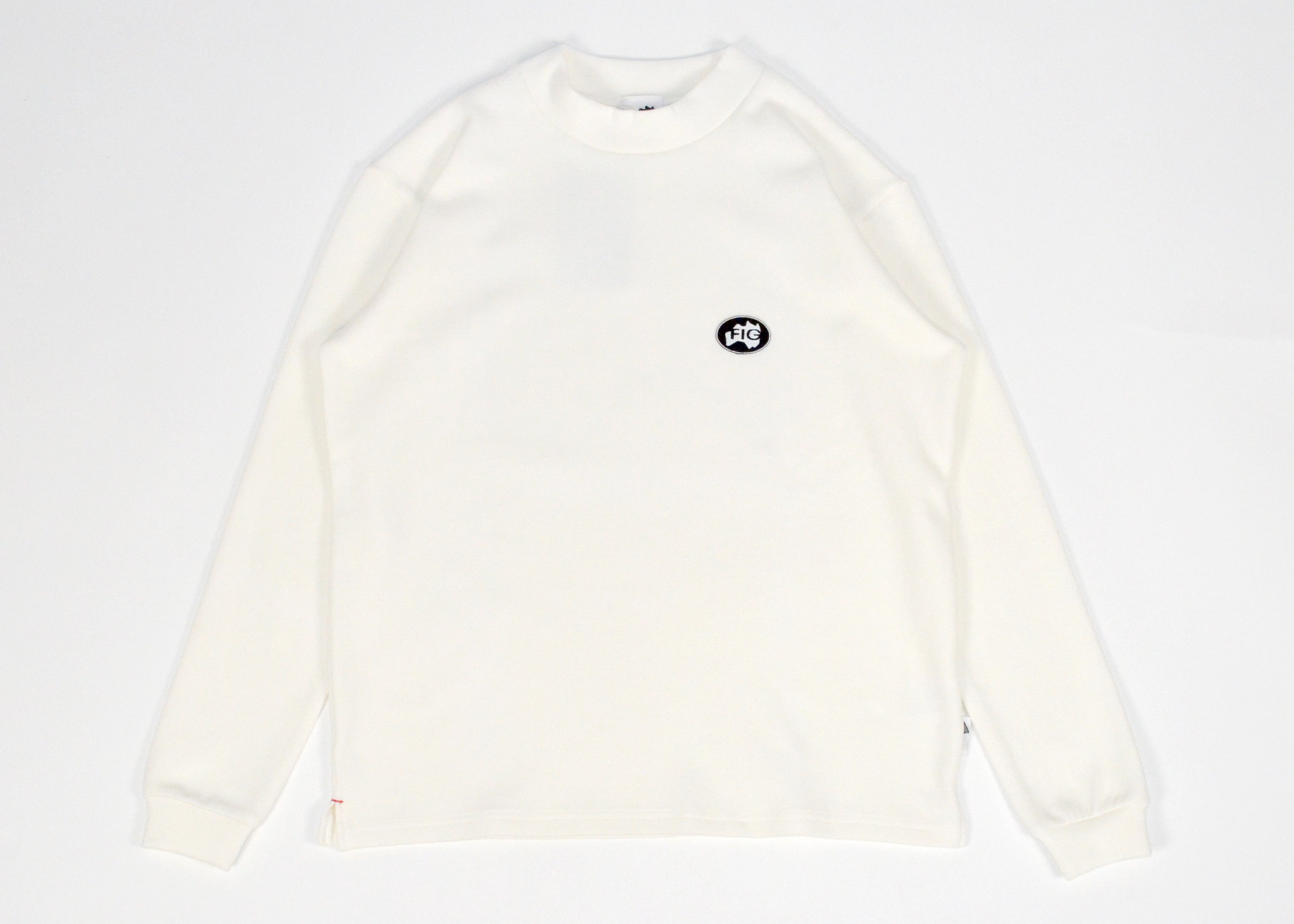 Outline logo Mock Neck L/S Tee White