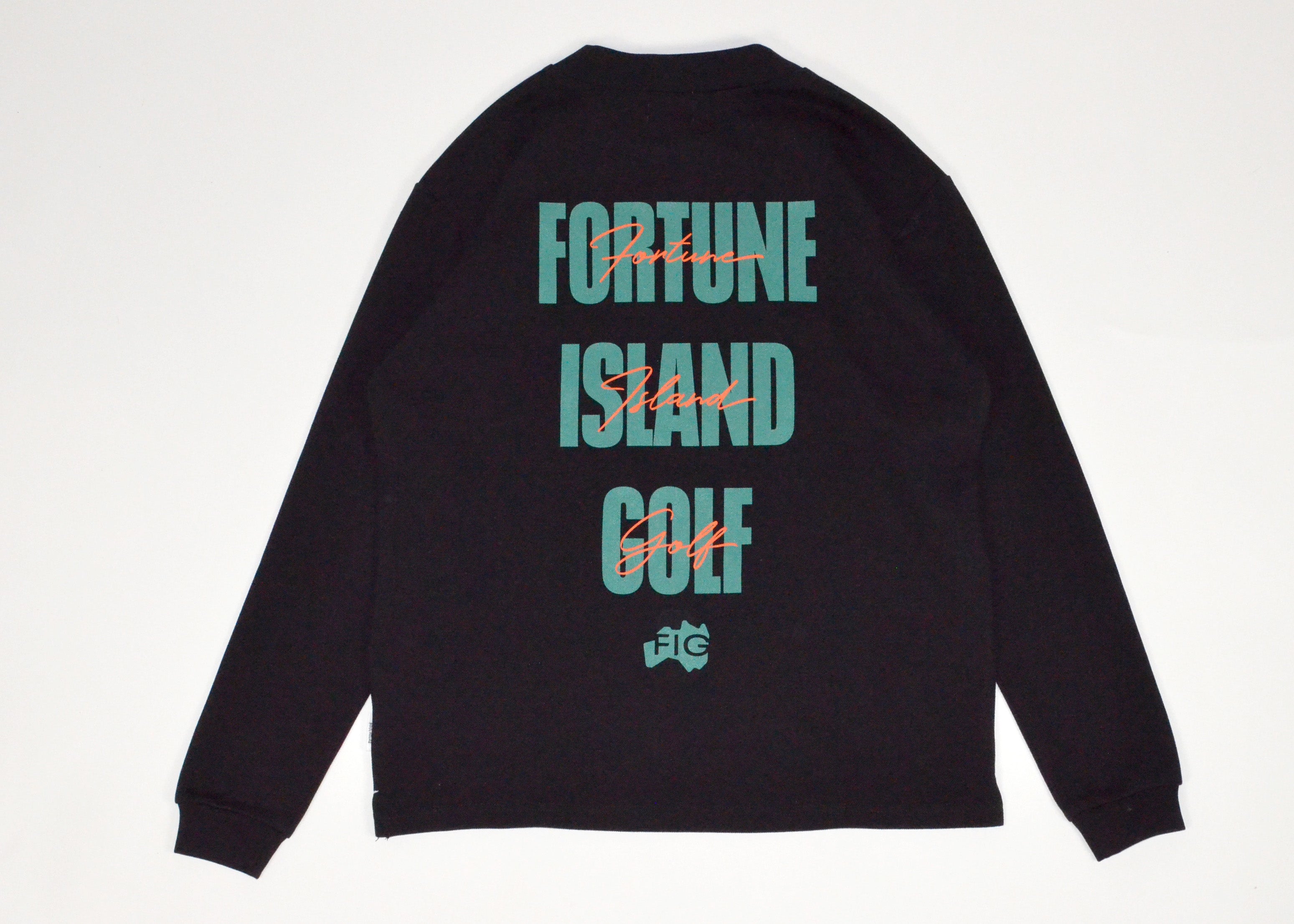 Script Mock Neck L/S Tee BLACK