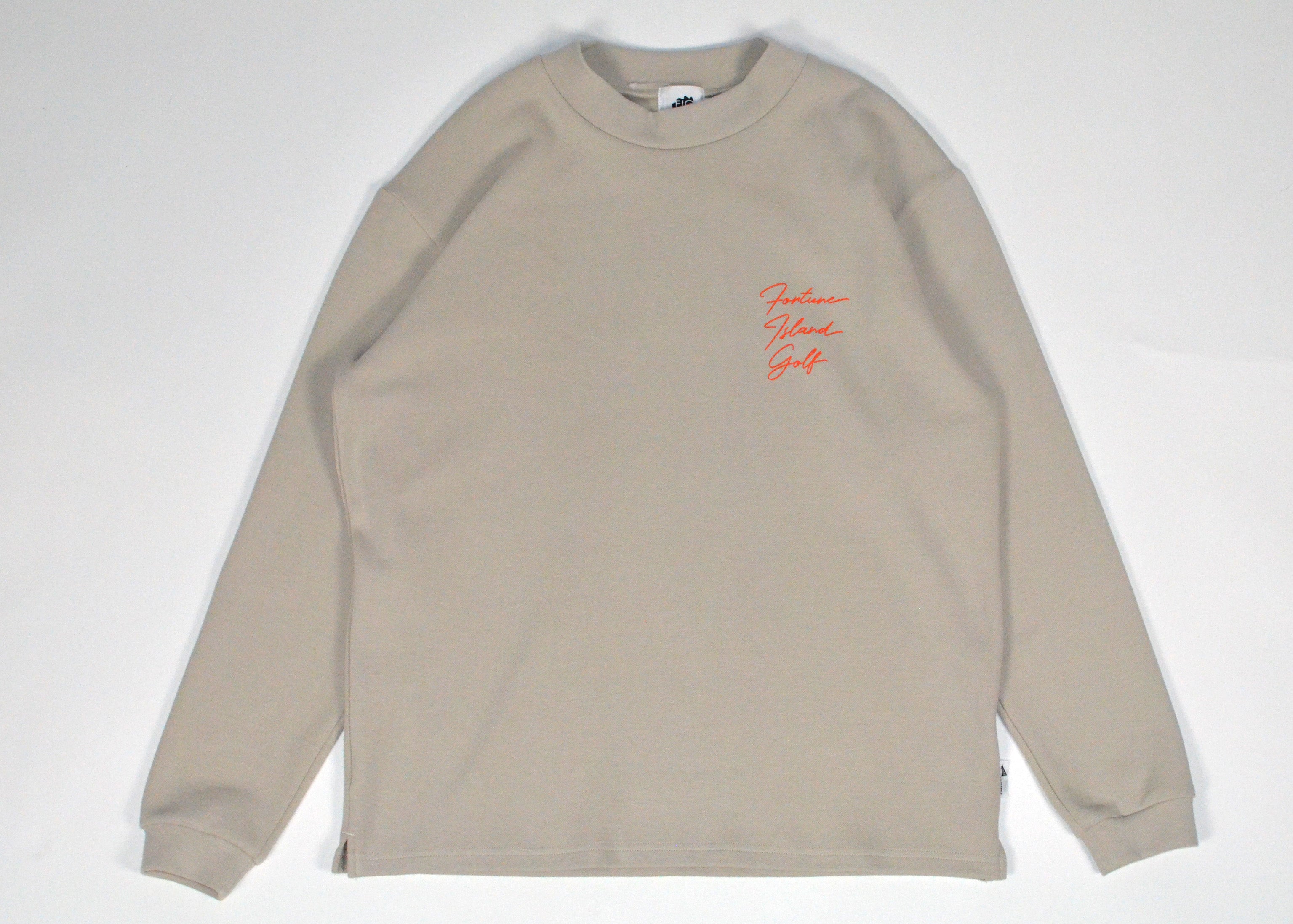 Script Mock Neck L/S Tee Gray