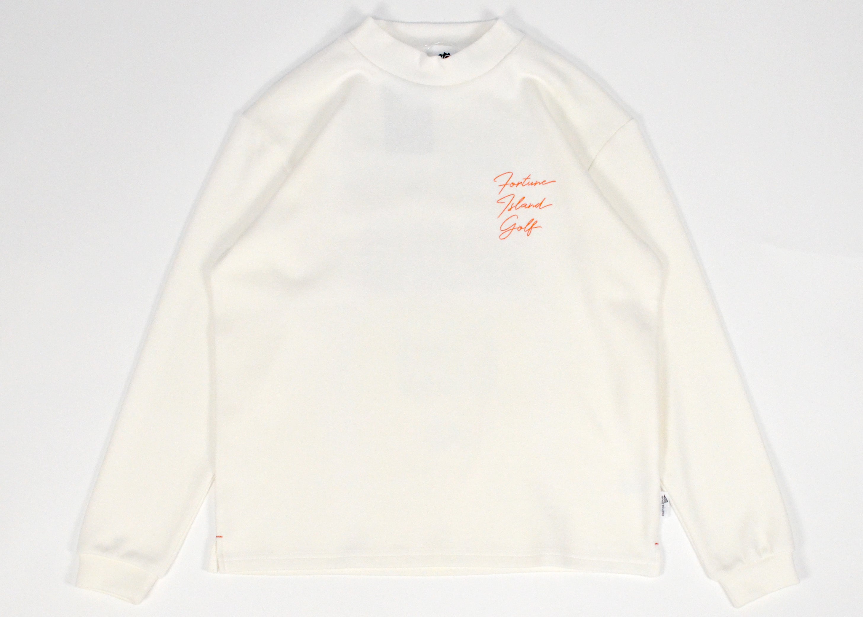 Script Mock Neck L/S Tee White