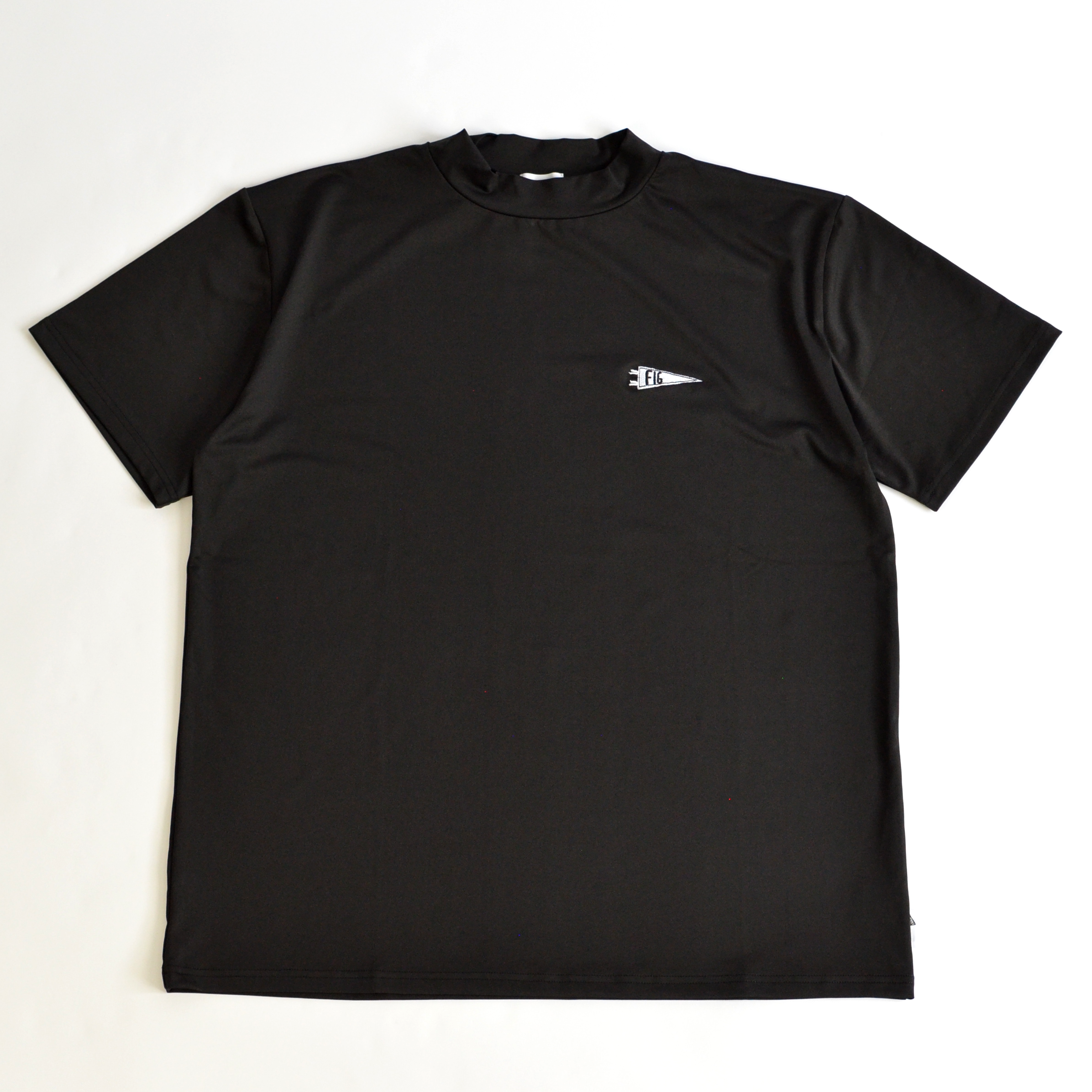 flag short sleeve Mock Neck S/S Tee Black